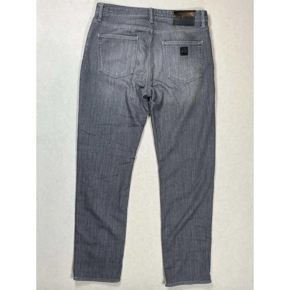 Pantalones de mezclilla Armani Exchange AX para hombre J13 calce ajustado gris 33x32 descoloridos elásticos Foto 3 de 4