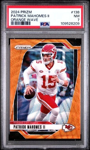 2024 PANINI PRIZM ORANGE WAVE #138 PATRICK MAHOMES II 34/60 PSA 7