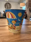 Antique Vintage 1950s J. Chein Tin Litho Metal Bucket Beach Theme, NICE!