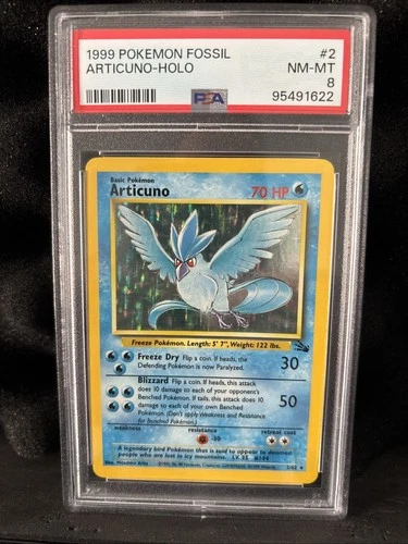 1999 Pokemon Fossil - Articuno Holo #2 - PSA 8 NM-MT