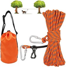 Dog Tie Out Cable for Camping Portable Overhead Trolley System for 50ft Orange
