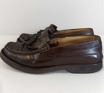 Men’s Vintage Brown Leather Loafers, Size 10D Vintage Bostonian Brown Textured Leather Penny Loafers Men main image 4