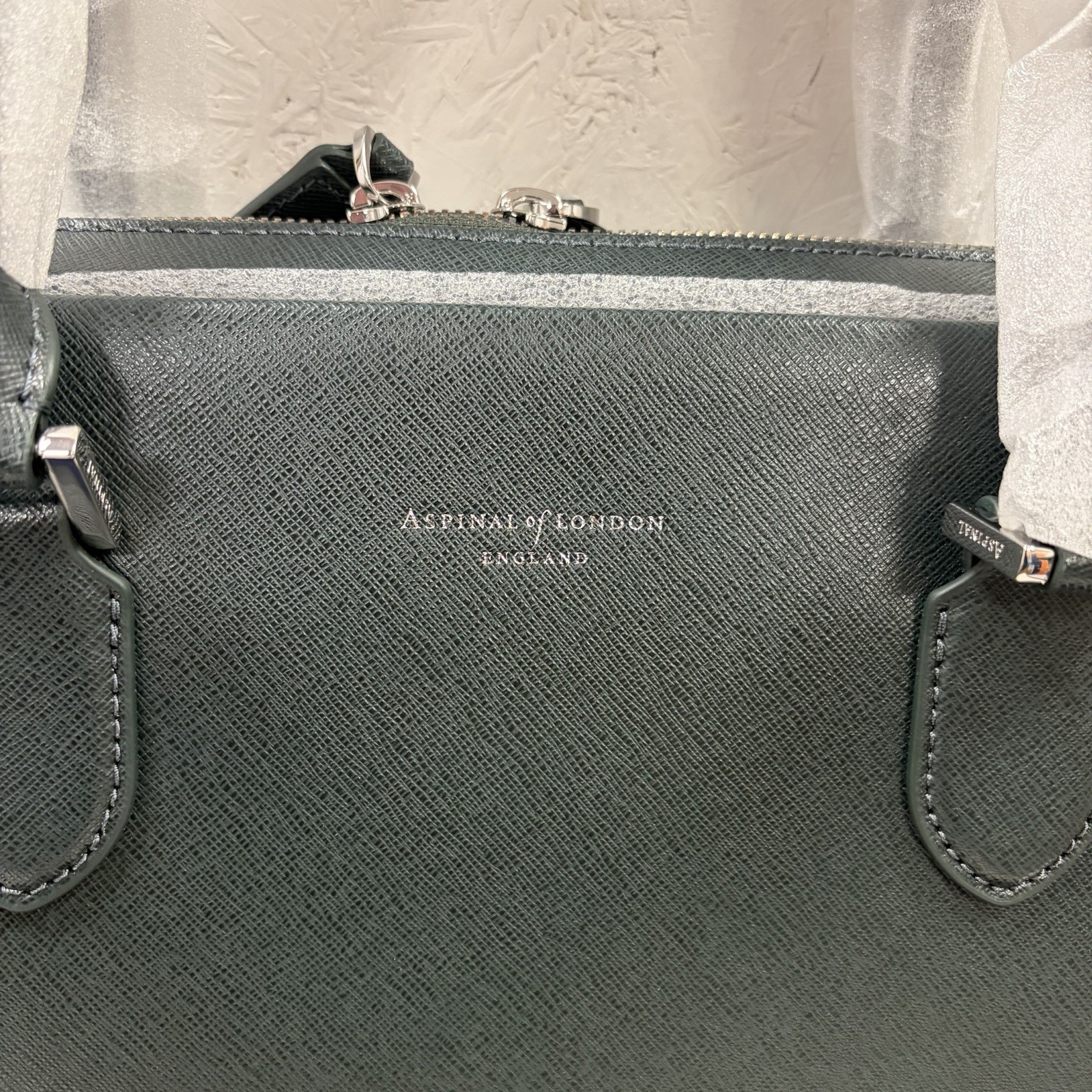 Aspinal of London Slim Leather Briefcase Forest Green image 2