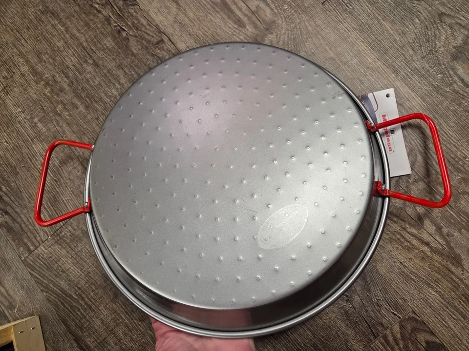 MAGEFESA 12" NWT NEW Carbon Steel Paella Pan 12" - Made in Spain Red Handles - Image 4 of 4