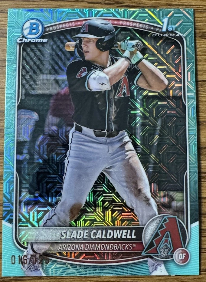 2025 Bowman Chrome 1st SLADE CALDWELL Aqua Mojo Refractor /125 D-BACKS #BCP-21
