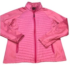 Little Donkey Andy PINK QUILTED SOFT SHELL zip Up Jacket Women's XL Zip Pockets