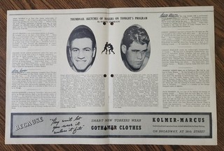 Madison Square Garden Boxing Program Insert: Fred Apostoli v Glen Lee 1938