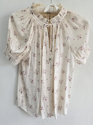 Ulla Johnson pleat floral silk top Sz 4 