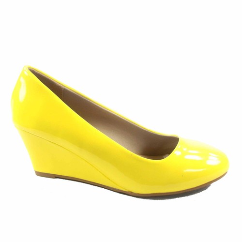 Zapatos de tacón bajo con plataforma de cuña baja de punta redonda patentada para mujer talla 5-10 NUEVOS - Imagen 6 de 83