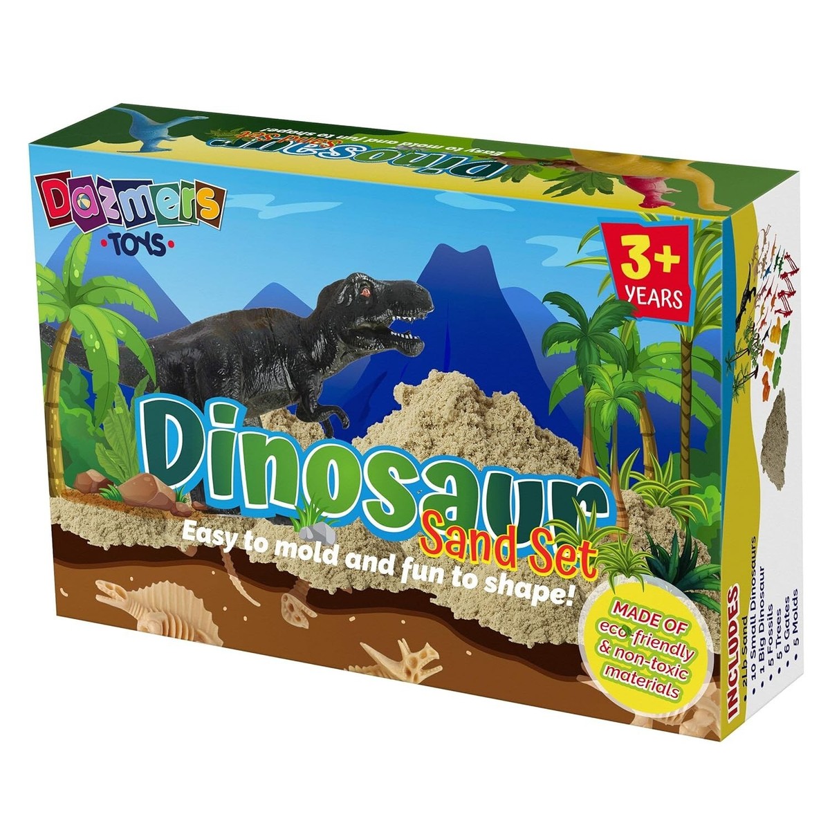 Sensory Bin Dino Sandbox Party! 2lbs Magic Sand 10 Molds