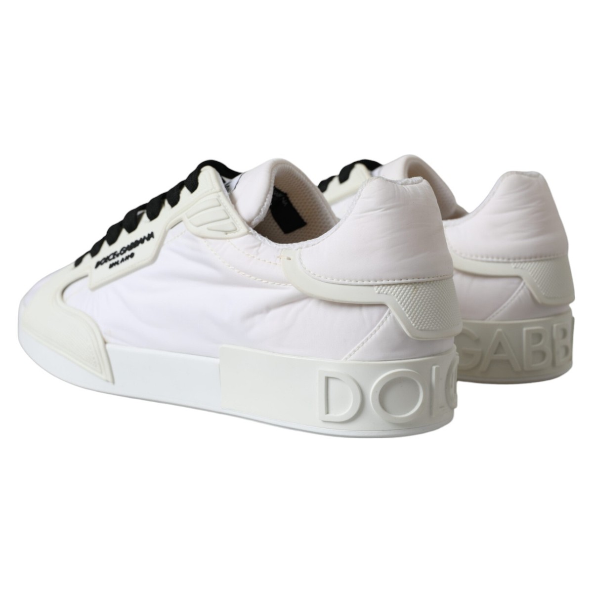 【関税&送料込み】Dolce & Gabbana 'Portofino' White Calf L DOLCE & GABBANA Shoes White Portofino Logo Low Top Trainers