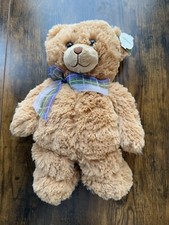Teddy Bear Plush First  Main Dean 1796 Stuffed Animal Striped Bow Hand Crafted