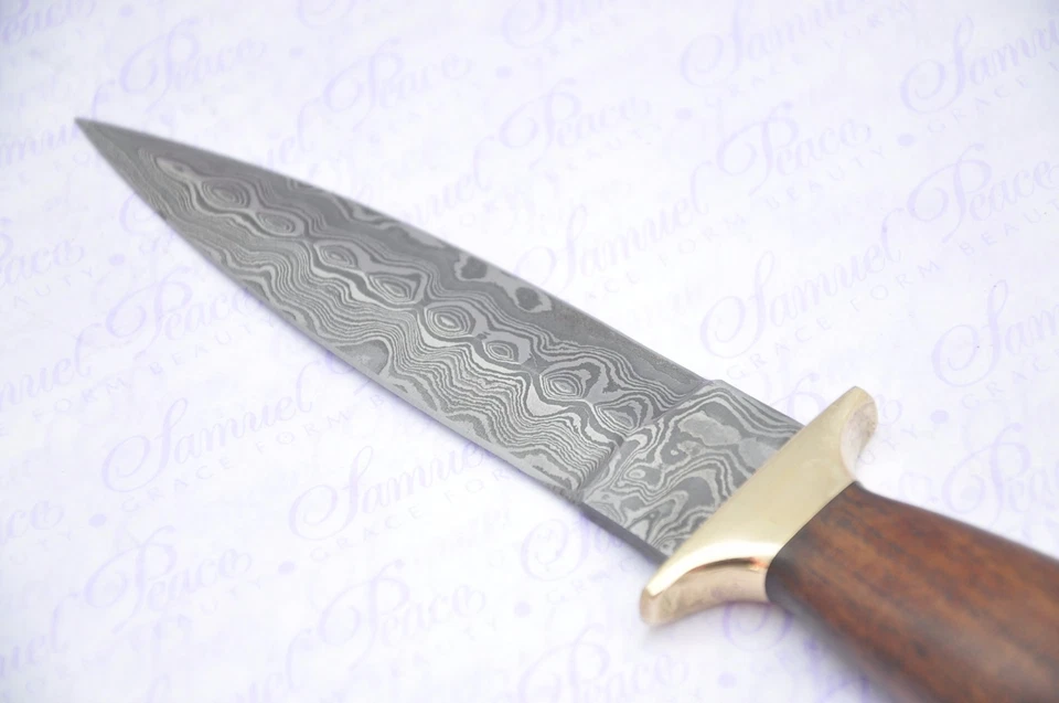 Auténtico cuchillo de aguja de palisandro acero Damasco Sheffield Inglaterra Foto 4 de 4