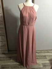 Azazie A12 Dusty Rose A-Line Princess Halter Pocket Maxi Dance Wedding Occasion