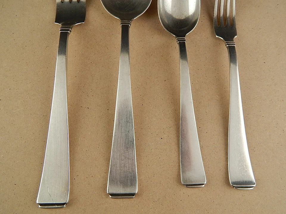 ART DECO ANTICO SERVIZIO 20 POSATE ARGENTATE PRIMO 900 BAGNO ARGENTO - Immagine 3 di 4