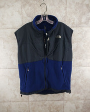 90s Black Blue Denali Fleece Full Zip Mens North Face Polartec Vest Sz L Vintage