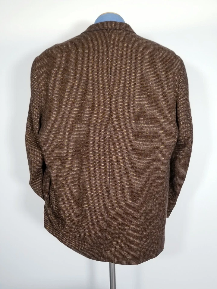 Abrigo Blazer Chaqueta Deportiva Loro Piana Cashmere Suave Tejido Tweed Marrón 46L Foto 4 de 4