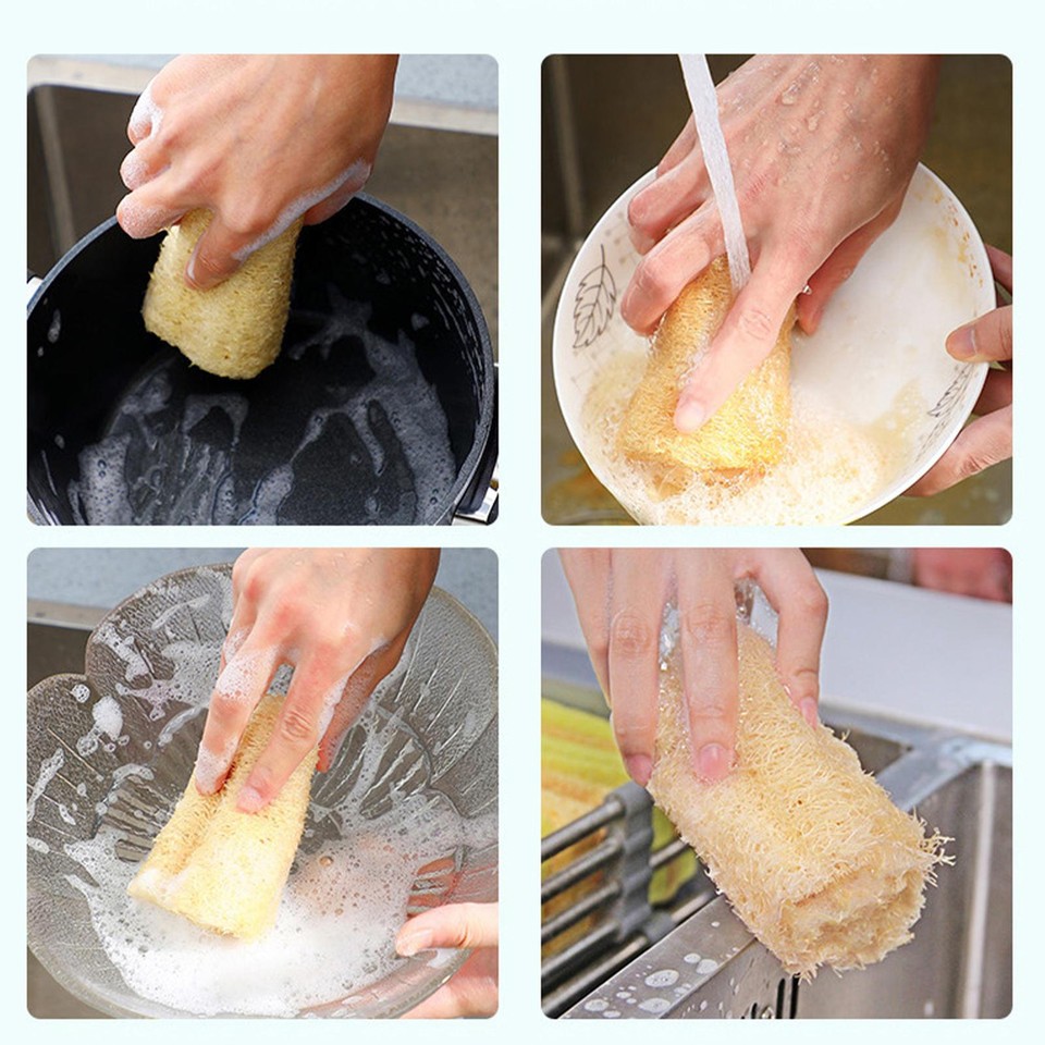 3pcs Natural Loofah Sponges Organic Luffa Bath Shower Sponge