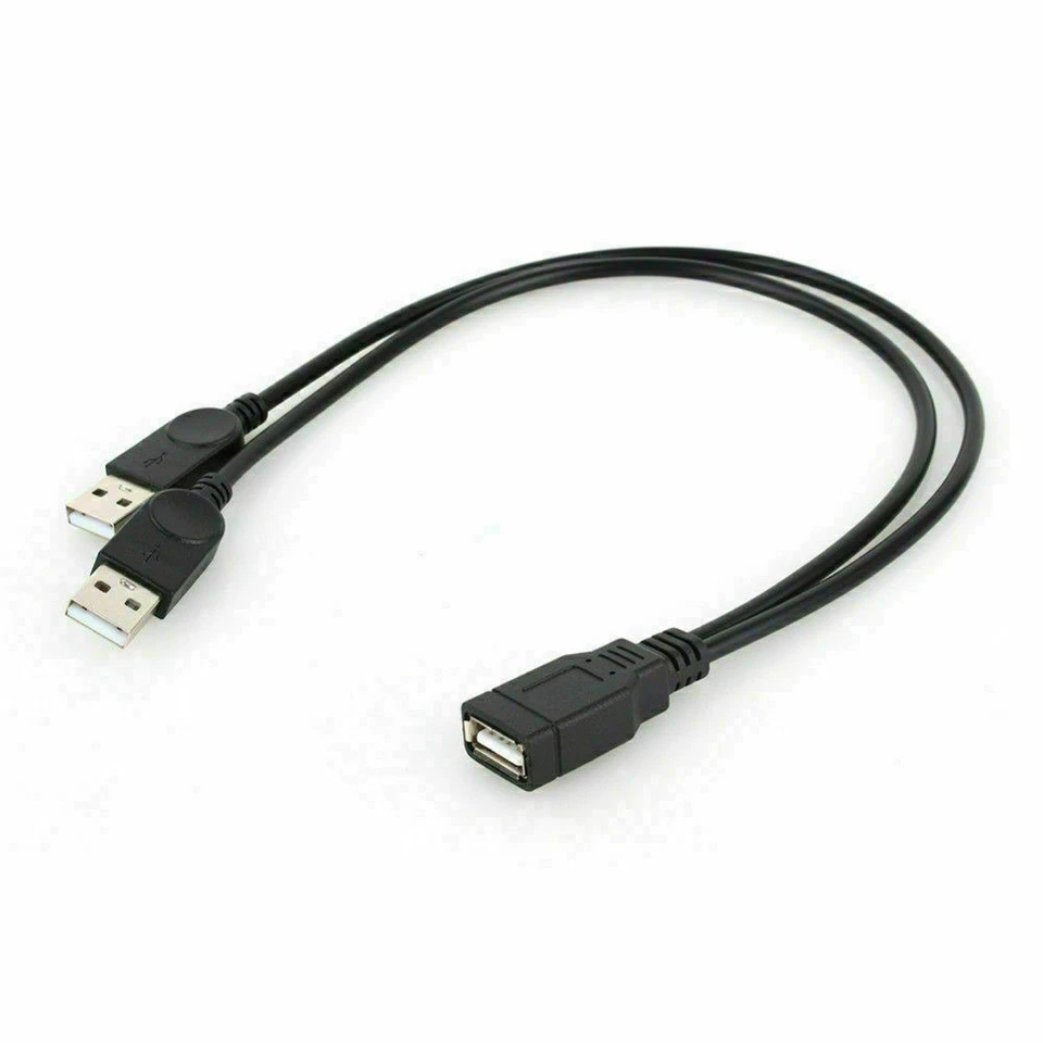 USB 2.0 Female to 2 Dual USB Male Power Adapter Y Splitter Cable Cord Connector - Image 4 of 4