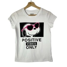 Peanuts Snoopy White Positive Vibes Only Crewneck Short Sleeve T-Shirt XL