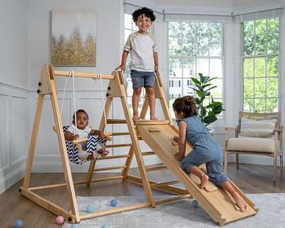 Avenlur 4-In-1 Juniper Indoor Play Gym - Jungle Gym Playset with Baby Swing, Sli