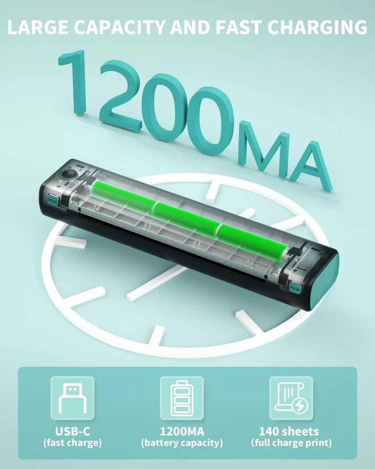 Phomemo M08F Portable A4 Printer Thermal Printer Bluetooth Inkless Printer US - Image 2 of 4