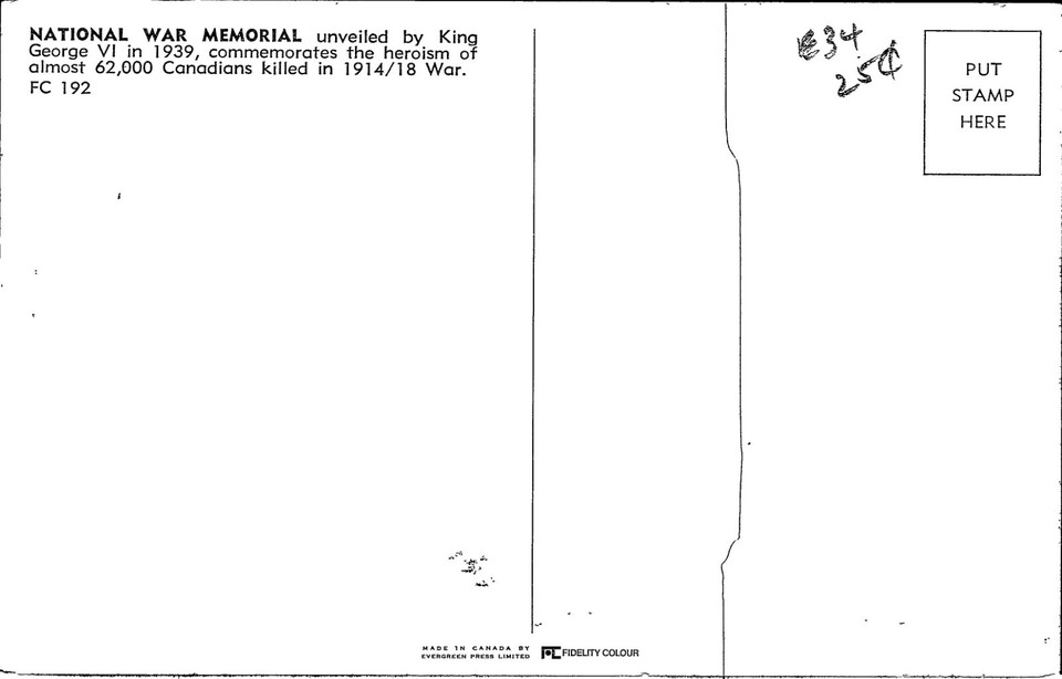 Canadian National War Memorial WWI at Night Ottawa Canada Chrome