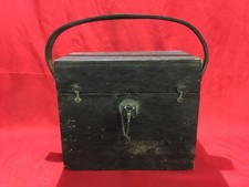 WW2 BRITISH ARMY WOODEN CASE BOX LPA ENGLAND WITH LEATHER STRAP EMPTY MILITARY