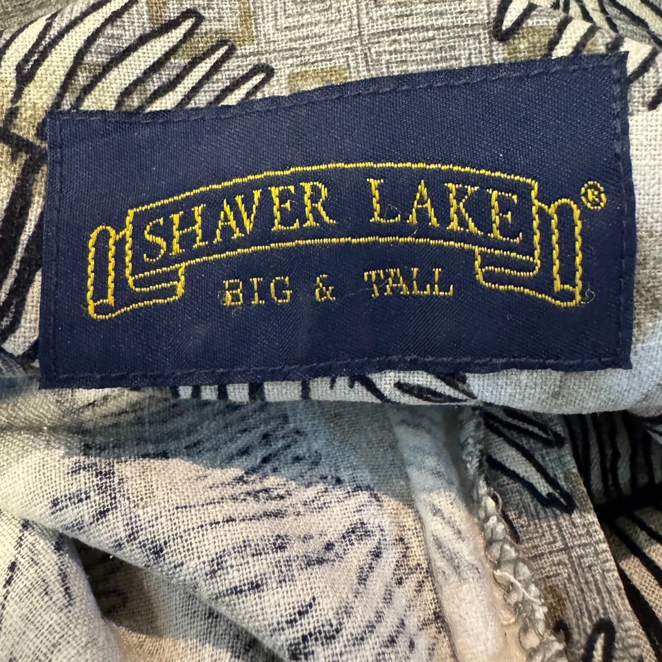 Camisa hawaiana Shaver Lake grande y alta 100 % seda para hombre 1XLT gris palmeras tropicales Foto 3 de 4