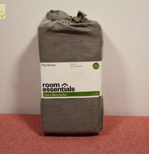 Room Essentials Easy Care Cotton Blend Sateen Flat Sheet Gray Twin/Twin XL 