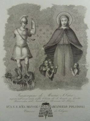 MADONNA DEL RIPARO SCANDOLARO ERZENGEL MICHAEL TEUFEL KUPFERSTICH SANGIORGI M96
