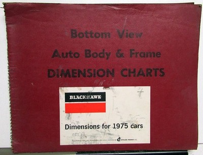 1975 Car Body Frame Dimension Chart Collision Repair GM Chevy Ford Mopar Foreign