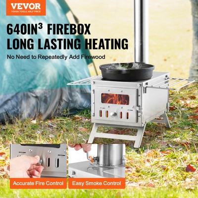Poêle à Bois Portable VEVOR Pour Tente - Camping Extérieur Avec Tuyau Inox