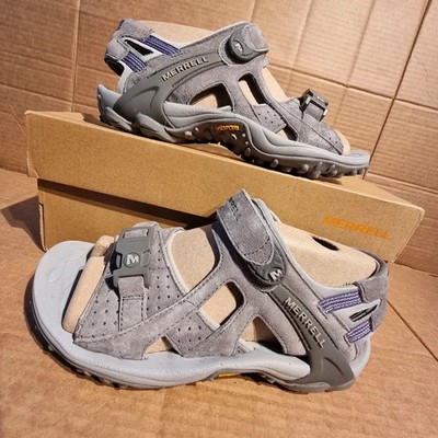 Merrell Kahuna III Damen Sport Sandalen Grau Wildleder Leder Wanderschuh - UK5