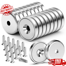16Pack 40LBS Strong Magnets with Holes, Round Cup Magnets with Screws for Wall M