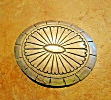 SUBSTANTIAL   Old Navajo Sterling Silver STAMPED CONCHO DESIGN Belt Buckle