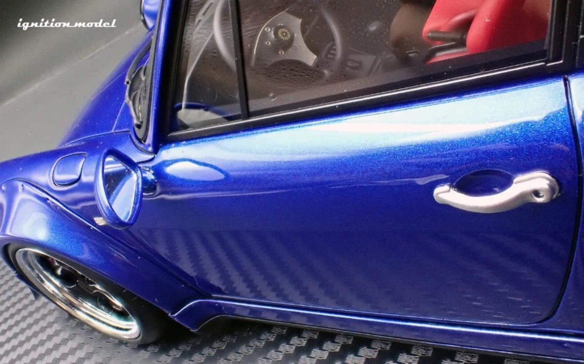 Ignition-Model Porsche 911 964 RWB w/ Whale Tail, Blue Metallic 1