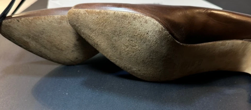 Никели Carleen насосы 8,5 M коричневый кожаный каблуки | сделано в Италии | классический Vintag - Изображение 4 из 4