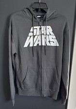 Star Wars Gray Zip-Up Hoodie Sweatshirt with Front Logo  Back Character Graphic