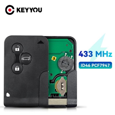 KEYYOU 3 Button Smart Card Key 434Mhz ID46 PCF7947 Chip For Renault Clio Logan M