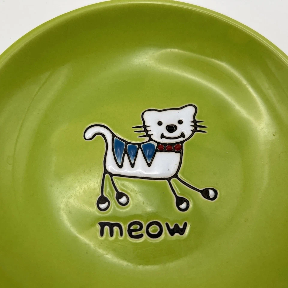 2 круглые зеленые миски для кошачьего корма/блюда PETRAGEOUS Designs 5 дюймов Silly Kitty - Изображение 4 из 4