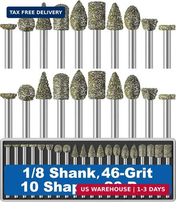 20Pcs 46-Grit Diamond Grinder Bit 1/8'' Shank Compatible with Dremel Rotary Tool