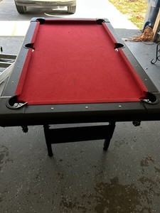 Red Felt Pool & Billiard Table with Pockets, Classic Game Table Design