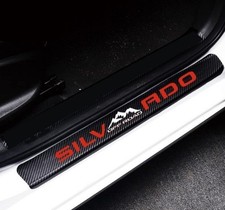 4Pcs Door Sill Protector Reflective 4D Carbon Fiber Sticker Decorat Color: red