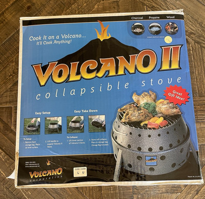 Volcano 2 II Portable Grill Stove Propane Wood Charcoal Collapsible Open box