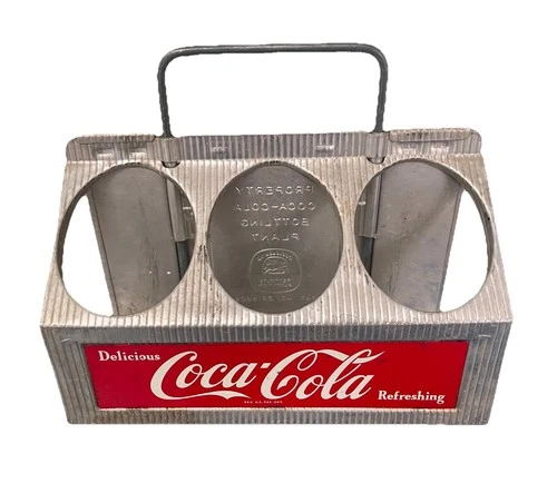 Vintage Coca-Cola Metal 6 Pack Bottle Carrier Coke Caddy Aluminum Holder