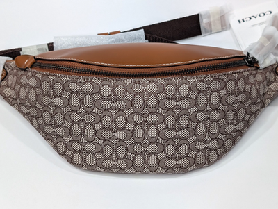 Coach Cocoa/Burnished Amber Micro Signature Jacquard Charter Belt