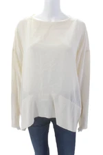 10 Crosby Derek Lam Womens Long Sleeve Round Neck Blouse Top White Size S