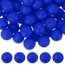 60 Pcs Silicone Beads, 15mm Bulk Beads for Keychain Making, Dark Blue