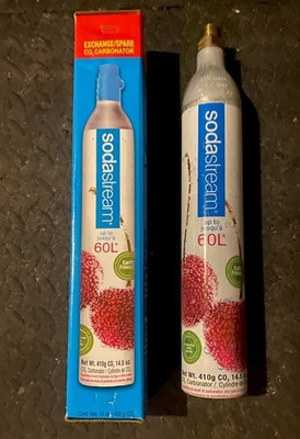 Sodastream CO2 Carbonator, 2x60L Bottle Replacement Canisters, 1 SEALED, 1 EMTPY
